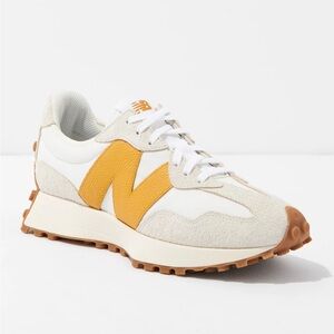 New Balance 327 Cream and Gold Sneakers